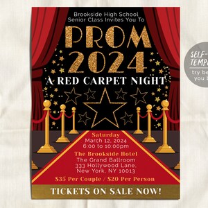 Red Carpet Prom Dance BUNDLE Set Editable Template, VIP Access Junior ...