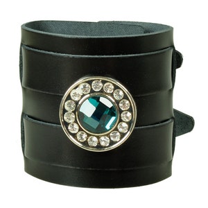 leather bracelet rhinestone concho image 1