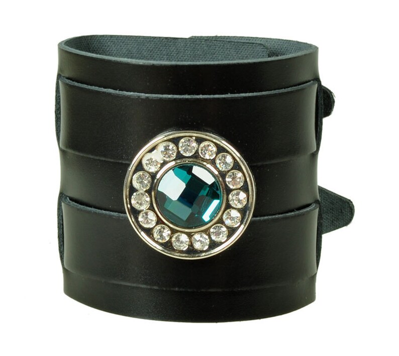 leather bracelet rhinestone concho image 1