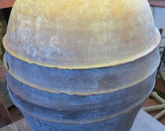 TURKISH Terracotta Urn Lamp 19th Century. Antique Large Rustic Table Lamp.