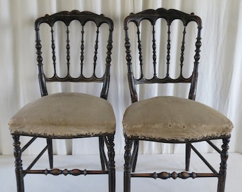 French Side Chairs / Napoleon III Style / C.1890 / Antique French Bedroom Chairs