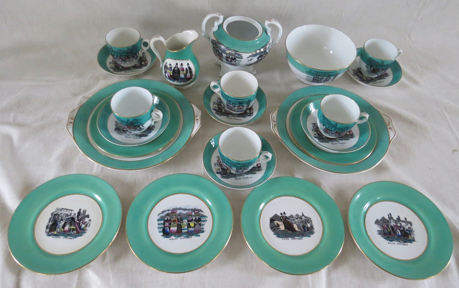 Antique Welsh Tea Set /Costume Design /RARE Traditional Welsh Etsy