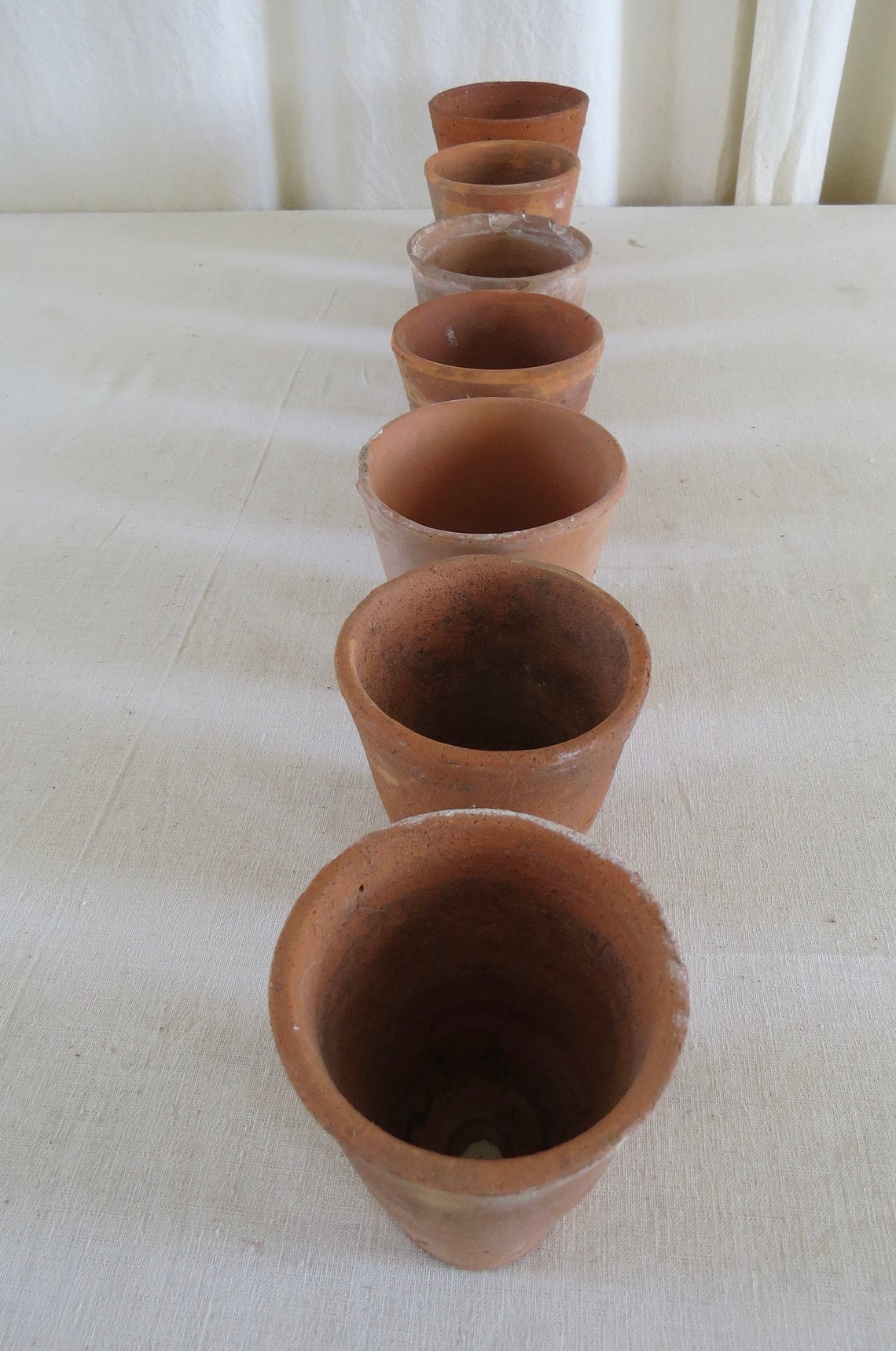7 Antique Plant Pots / Hand Thrown Straight Sided Antique Etsy