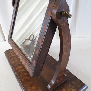 ANTIQUE DRESSING MIRROR. Oak Inlaid. C.1910
