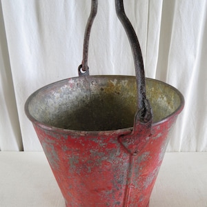 RED GALVANISED FIRE Bucket. Early 20th Century.