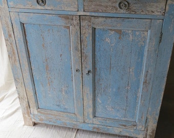 FRENCH PAINTED CUPBOARD. Late 19th Century.