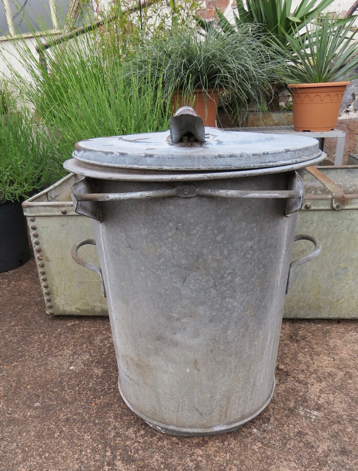 Vintage Galvanised German Bin Mid 20th C. / Large Industrial Etsy