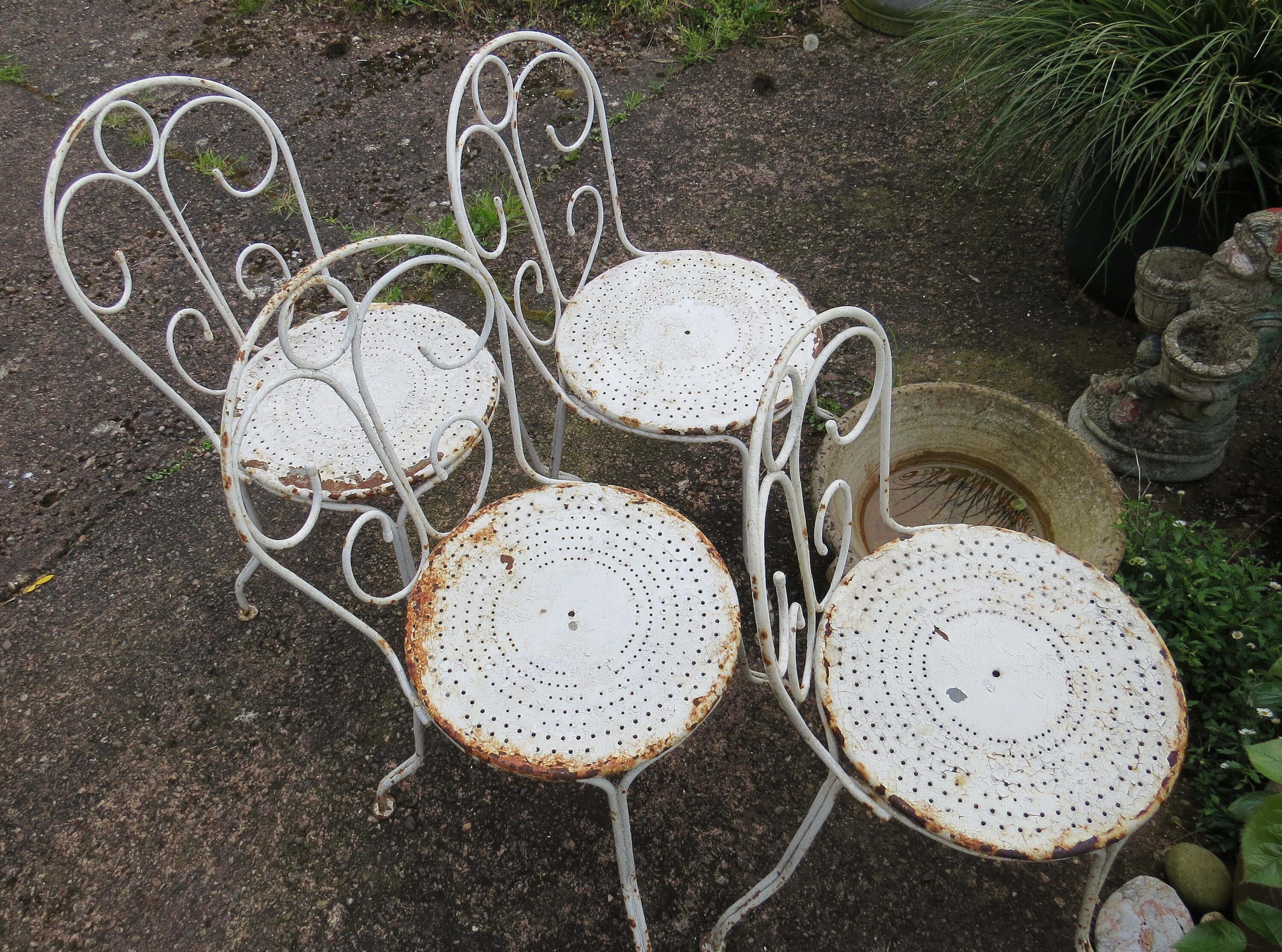 100年前 1920年代 フランス アンティーク ガーデンメタルチェア FRENCH CLASSIC GARDEN Chairs. Set of Four. Mid 20th Century