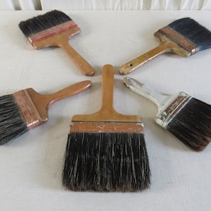 BREITE BREITE BÜRSTE / 5 Vintage Pinsel für Pinsel / Anfertigung. Mitte 20.Jahrhundert.