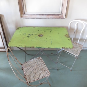 FRENCH GARDEN / BISTRO Table. Rectangular, folding, original rustic. Early 20th Century.
