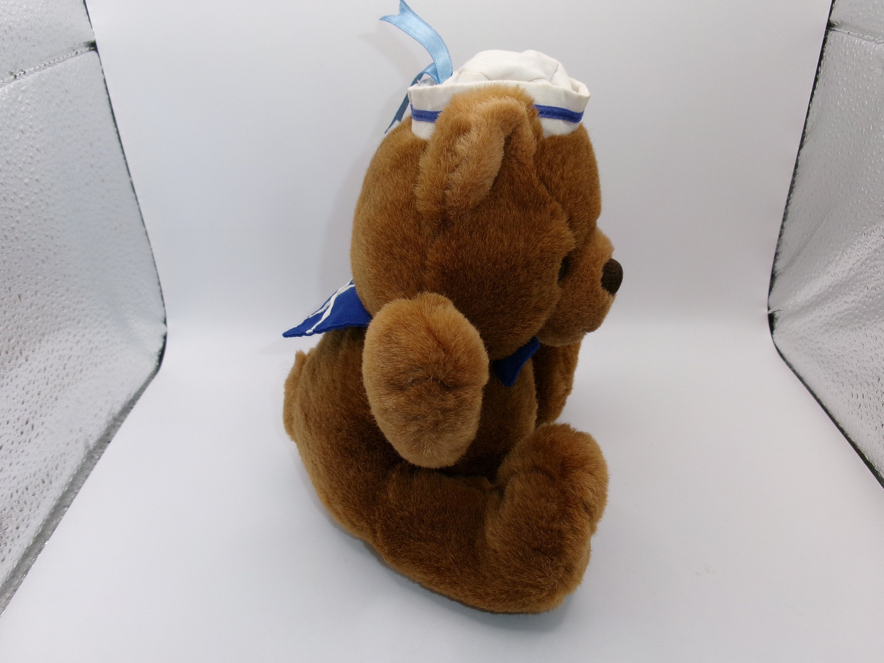 Russ Berrie Cappy Brown Bear Plush Stuffed Animal in Sailor Hat & Bow ...