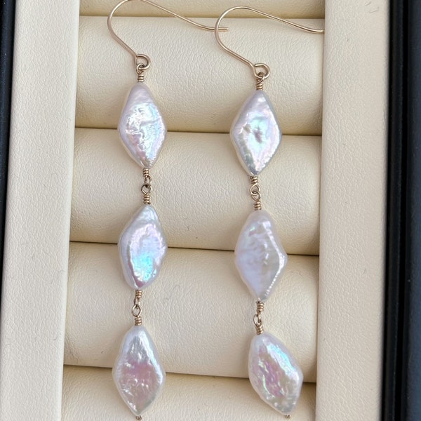 Baroque Pearl earrings 14k gold filled natural freshwater water pearl