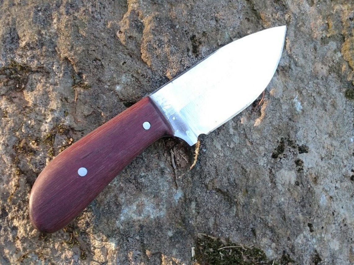 High Carbon Steel Knife with Purple Heart Wood Handle and Etsy