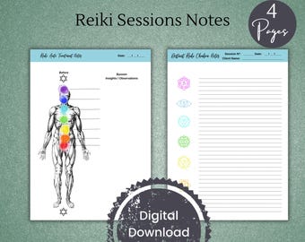 Reiki Session Notes, Chakra Healing Board, Distant Reiki Forms (Fillable PDF)