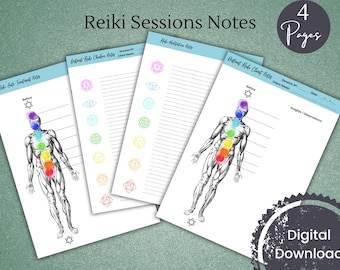 Reiki Session Forms Bundle, Chakra Healing Board (Fillable PDF)