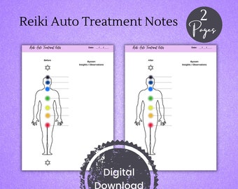 Reiki Auto Treatment Notes, Chakra Healing Board (Fillable PDF)
