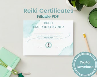 Reiki Certificate Template – Levels I-Master, Editable PDF