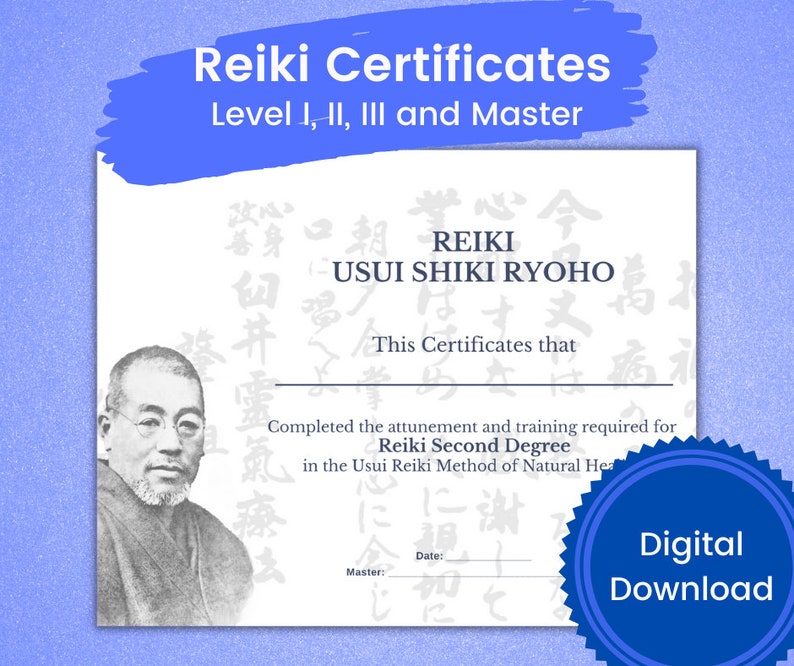 Reiki Certificates Levels I, II, III and Master, Editable PDF, Reiki ...