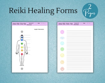 Distant Reiki Client Form Bundle, Chakra Healing Board (Fillable PDF)