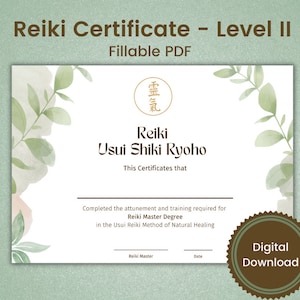 Reiki Certificates Levels I, II, III and Master, Editable PDF, Reiki Certificate Template, Reiki Certificate Printable, Reiki business image 5