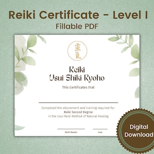 Reiki Certificates Levels I, II, III and Master, Editable PDF, Reiki Certificate Template, Reiki Certificate Printable, Reiki business image 3