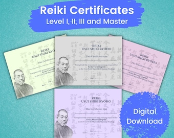 Editable Reiki Certificate Template – Levels I-Master (Fillable PDF)