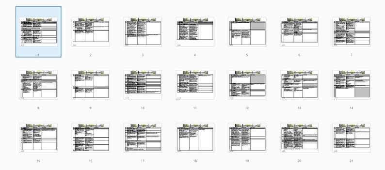 May include: A set of 20 blank printable planner pages with a yellow and green color scheme. The pages are labeled with numbers 1 through 20. Each page has a section for "Week of" and "Monthly Goals".