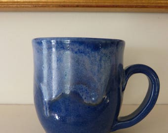 Blue ceramic mug.