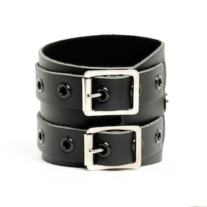 Bracelet enveloppant en cuir noir, Punk, Goth, Rock, Biker, Skater.