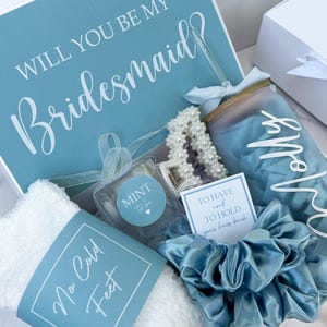 Bridesmaid Proposal Gift, Bridesmaid Proposal Box, Will You Be My Bridesmaid Gift, Maid of Honor Gift, Dusty Blue Bridesmaid Gift Box