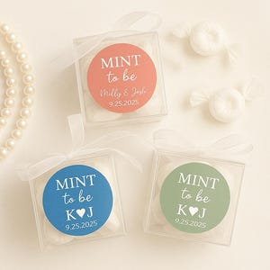 Mint to Be Wedding Personalized, Wedding Favor Mints, Bridal Shower Gift Favors, Custom Names and Color, Cute Wedding Favors, MINTS INCLUDED