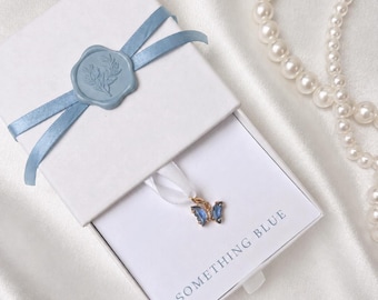 Something Blue Charm, Blue Charm for Bouquet, Memorial Bouquet Charm, Wedding Day Gift, Bridal Shower Gift, Blue Charm Butterfly
