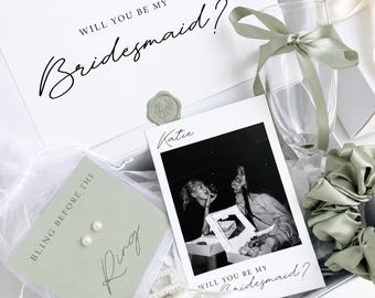 Bridesmaid Box, Bridesmaid Proposal Box Set, Will You Be My Bridesmaid Gift, Maid of Honor Gift, Sage Bridesmaid Gift Elegant