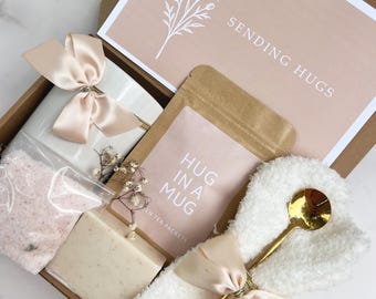 Caja de regalo para el autocuidado, caja de regalo para enviar abrazos, paquete de cuidado para ella, paquete de cuidado para una amiga, regalo para animar, regalo para pensar en ti