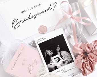 Bridesmaid Box, Bridesmaid Proposal Box Set, Will You Be My Bridesmaid Gift, Maid of Honor Gift, Personalized Cute Wedding Party Gift Box