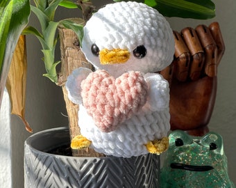 Love Heart White Duck Crochet Plush - Perfect Gift!
