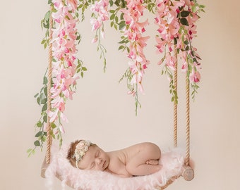 Newborn Digital Backdrop, Newborn Composite, Newborn Digital, Pink Wisteria swing