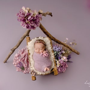 Newborn Digital Backdrop, Newborn Composite, Newborn Digital, Rustic Floral TeePee lavender with lace and flowers