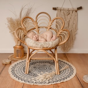 Newborn Digital Backdrop, Newborn Composite, Newborn Digital, Boho Moroccan peacock chair with macrame, cream, neutral