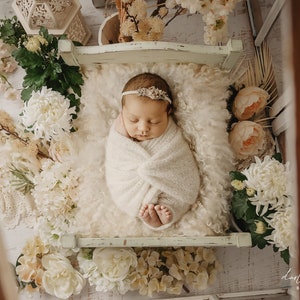 Newborn Digital Backdrop, Newborn Composite, Newborn Background, Boho Greenhouse with white flowers