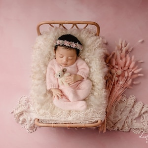 Newborn Digital Backdrop, Newborn Composite, Newborn Digital, Pink boho bed