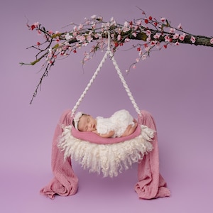 Newborn Digital Backdrop, Newborn Composite, Newborn Digital, Cherry Blossom swing, pink and mauve