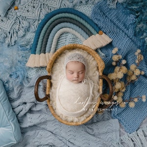 Newborn Digital Backdrop, Newborn Composite, Newborn Digital, Rainbow Baby, blue boho rainbow
