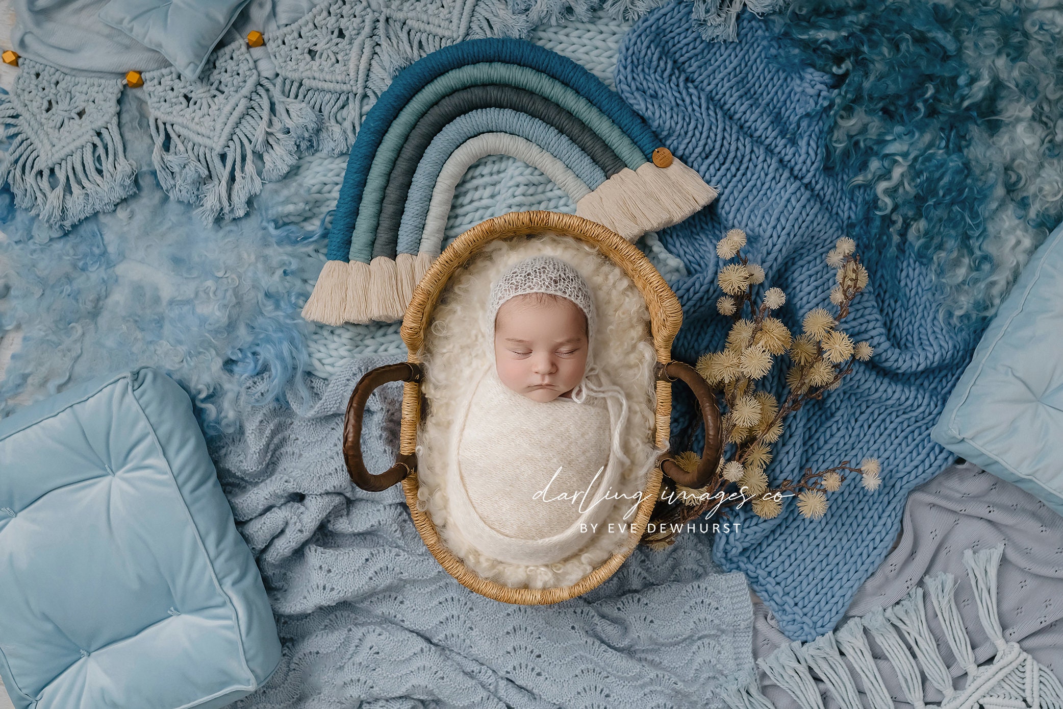 Newborn Digital Backdrop, Newborn Composite, Newborn Digital, Rainbow Baby, blue boho rainbow