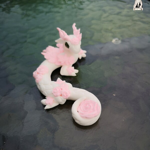 One of a kind, hand-crafted spirit figurine of a fairy dragon called "Rose" blessed with fairy dust oil