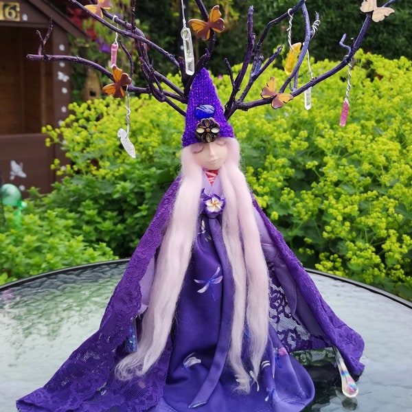 One of a kind, hand-crafted art spirit doll of a Tree Of Life witch blessed with fairy mist oil
