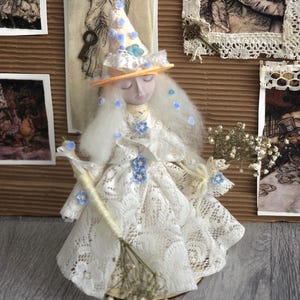 One of a kind hand-crafted art spirit doll of a shabby-chic witch called "Emma"