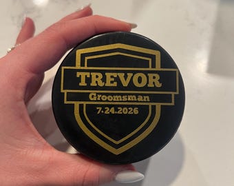 Disco de hóquei para pedido de padrinho de casamento