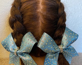 Rhinestone Pigtail Cheer Bows Set