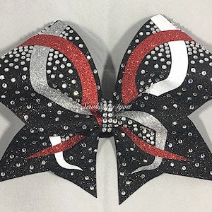 Red Black White Silver Cheer Bow Dance Bow